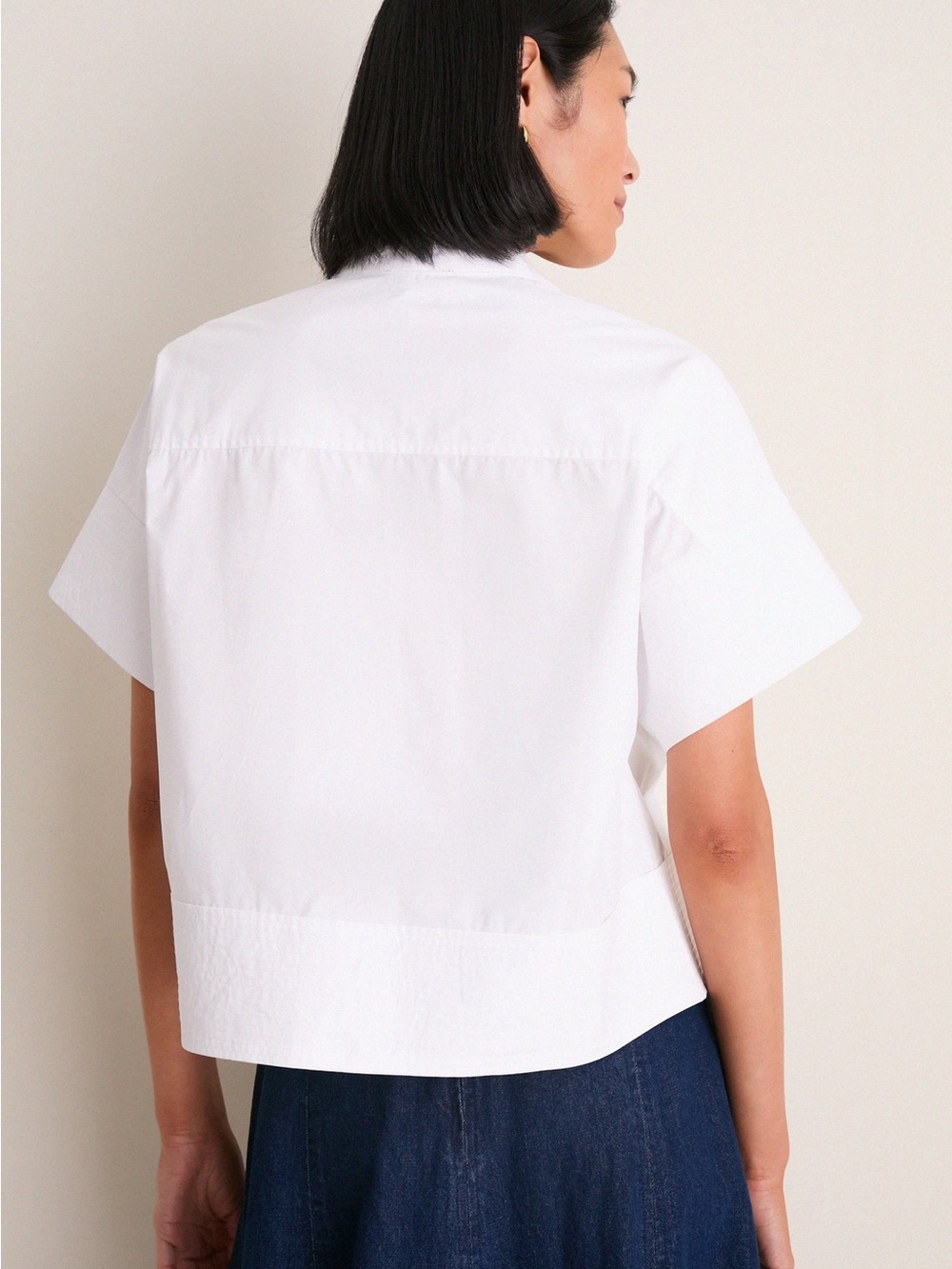 NWOT | Tuckernuck White Short Sleeve Trapunto Stitch Sofia Poplin Shirt Size S - Picture 4 of 10